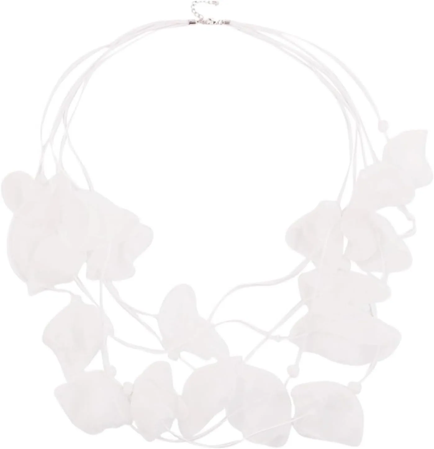 FUNOJOY Flower Bib Statement Necklace, Hawaiian Flower Necklace, Chunky Floral Charm Summer Beach Chokers Necklaces Beach Vacation Outfits for Women