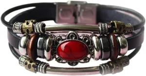Fuqimanman2020 Bohemia Leather Bracelets for Women Multilayer Turquoise Bracelets with Genuine Leather Boho Western Style Jewelry for Men and Woman
