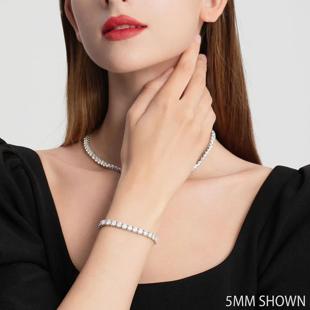 Gem's Beauty 4.59-112.00CT Moissanite Tennis necklaces Gifts 2-6.5mm D Color VVS1 Round Cut Diamond Tennis necklace