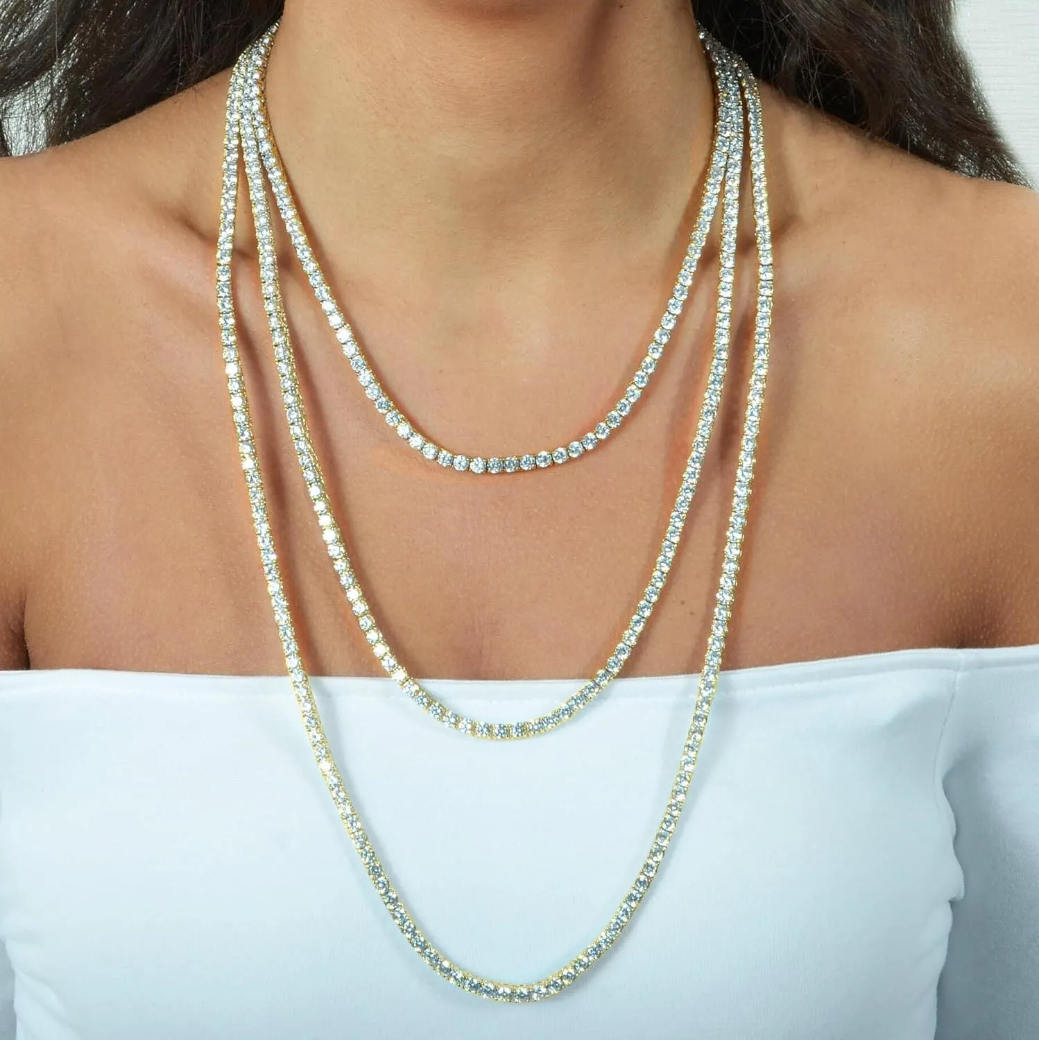 Gem's Beauty 4.59-112.00CT Moissanite Tennis necklaces Gifts 2-6.5mm D Color VVS1 Round Cut Diamond Tennis necklace
