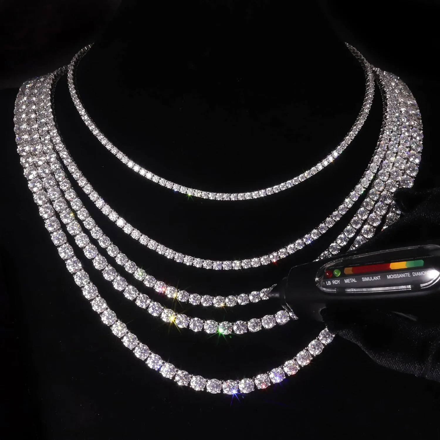 Gem's Beauty 4.59-112.00CT Moissanite Tennis necklaces Gifts 2-6.5mm D Color VVS1 Round Cut Diamond Tennis necklace