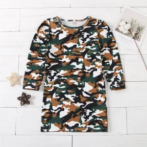 Girls Camo Crew Neck Daily Long T-shirts Wholesale Little Girls Clothes
