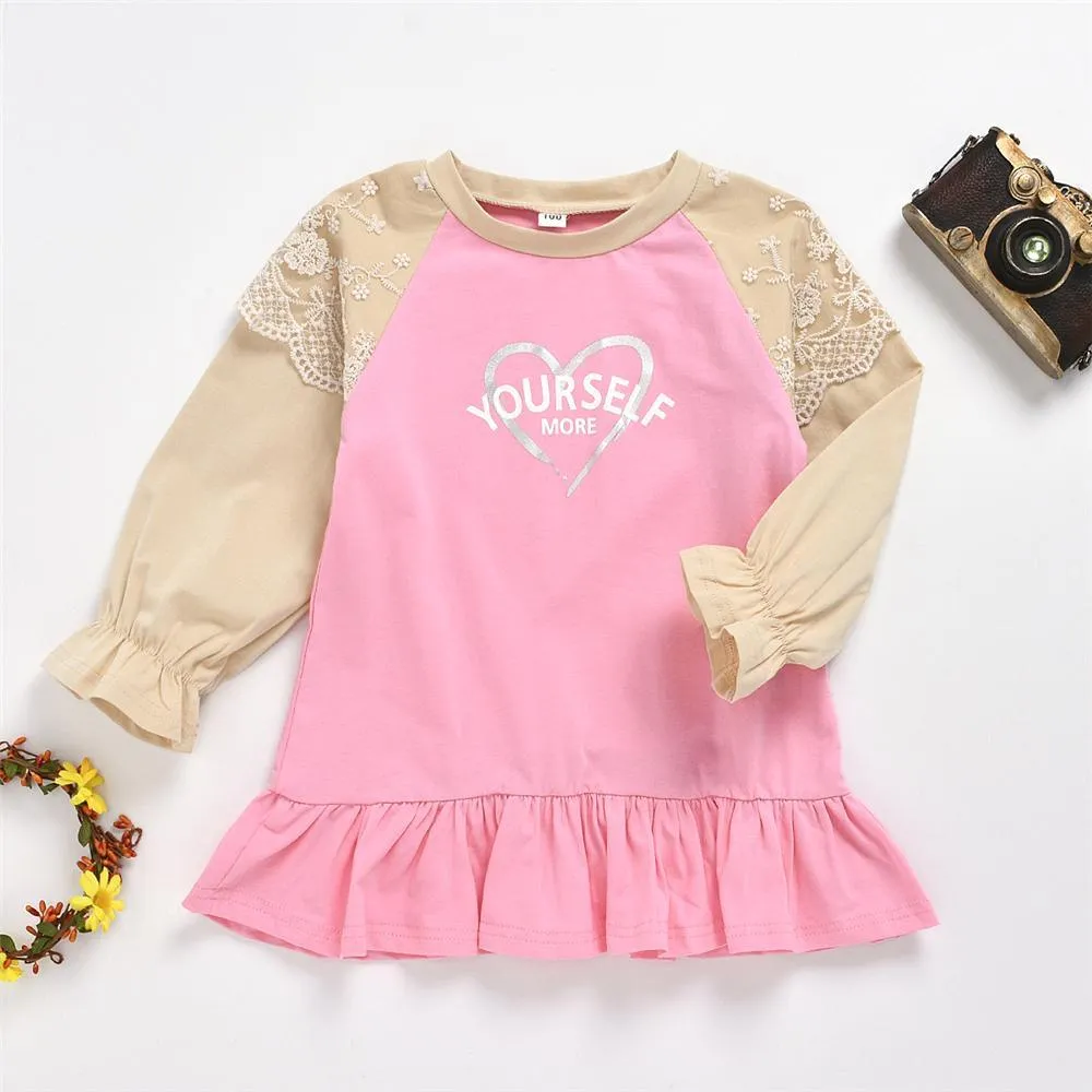 Girls Long Sleeve Letter Heart Printed Tops Girl T Shirts Wholesale