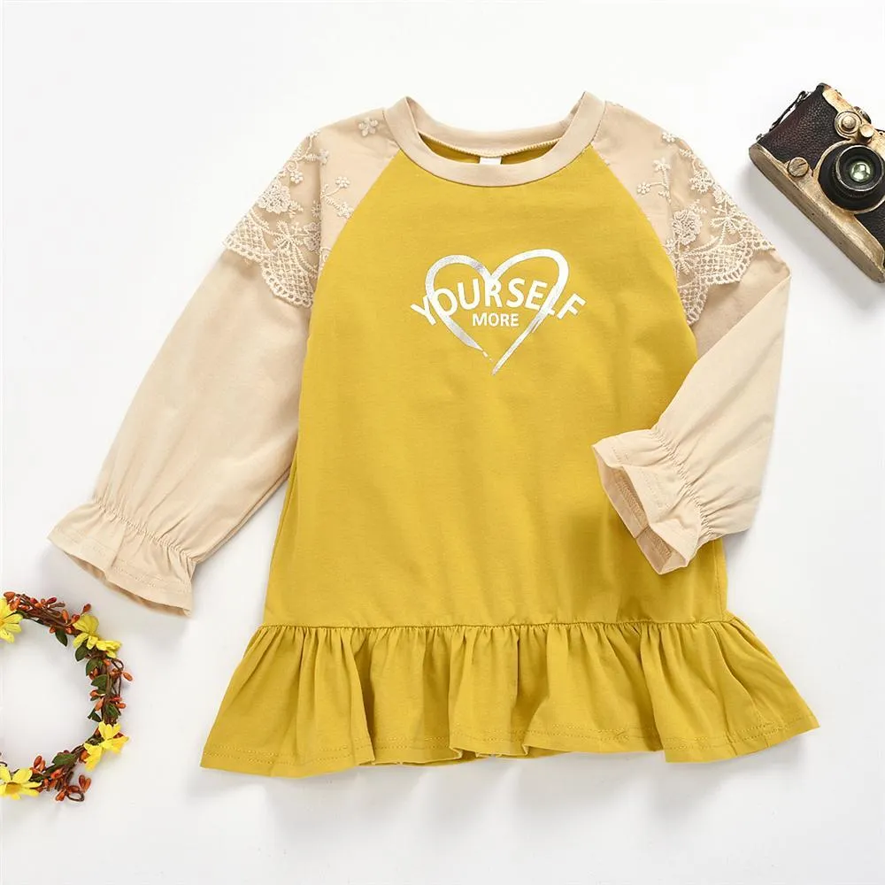 Girls Long Sleeve Letter Heart Printed Tops Girl T Shirts Wholesale