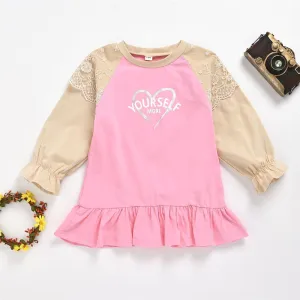 Girls Long Sleeve Letter Heart Printed Tops Girl T Shirts Wholesale