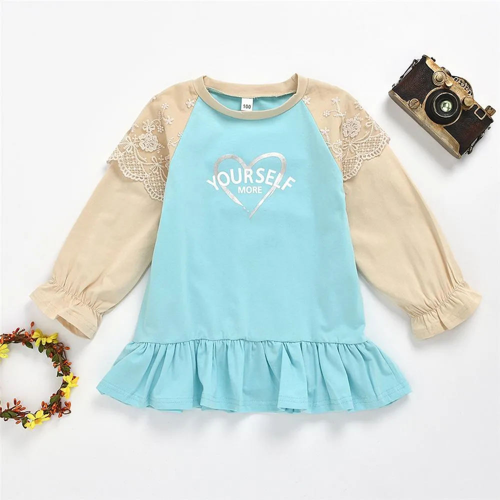 Girls Long Sleeve Letter Heart Printed Tops Girl T Shirts Wholesale