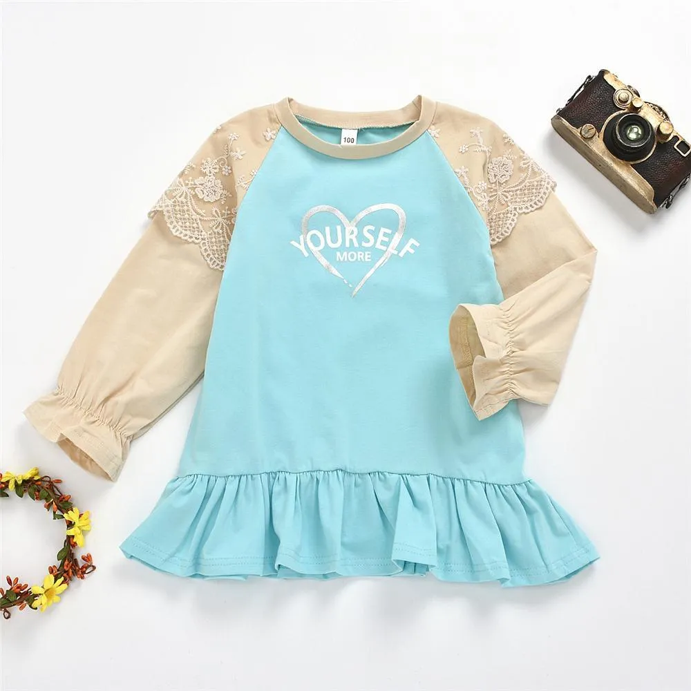 Girls Long Sleeve Letter Heart Printed Tops Girl T Shirts Wholesale