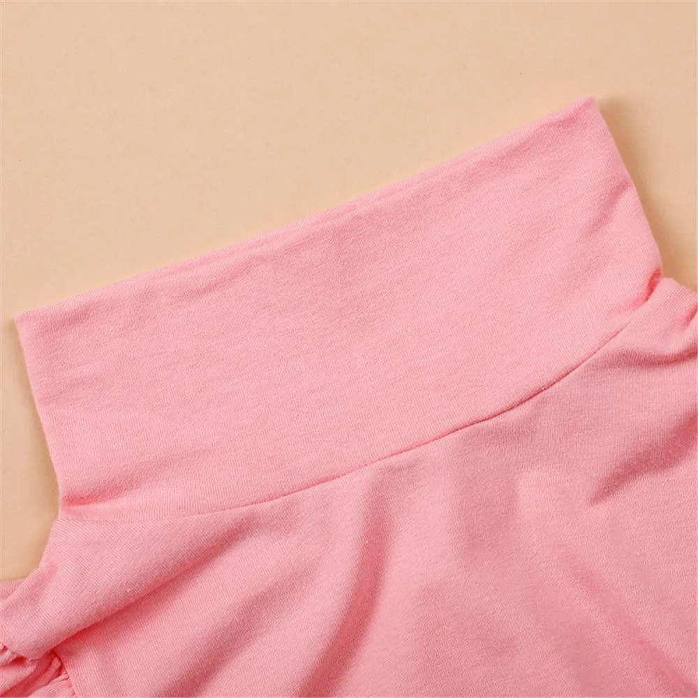 Girls Puff Sleeve Solid Color Casual Top Girl T Shirts Wholesale