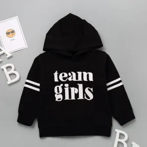 Girls Striped Long Sleeve Letter Printed Hooded T-shirts Wholesale