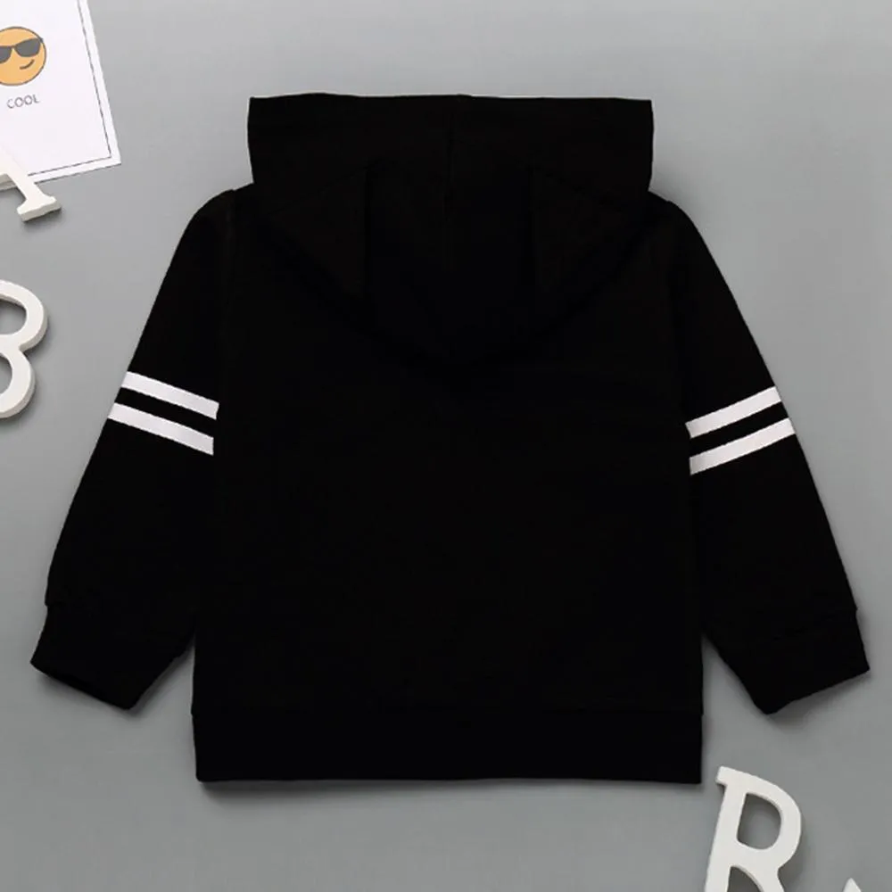 Girls Striped Long Sleeve Letter Printed Hooded T-shirts Wholesale