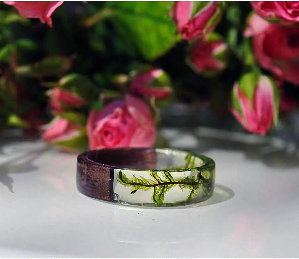 Giwotu Custom Resin Wood Ring Resin Ring Couple Rings Men and Women Rings Wedding Band Rings