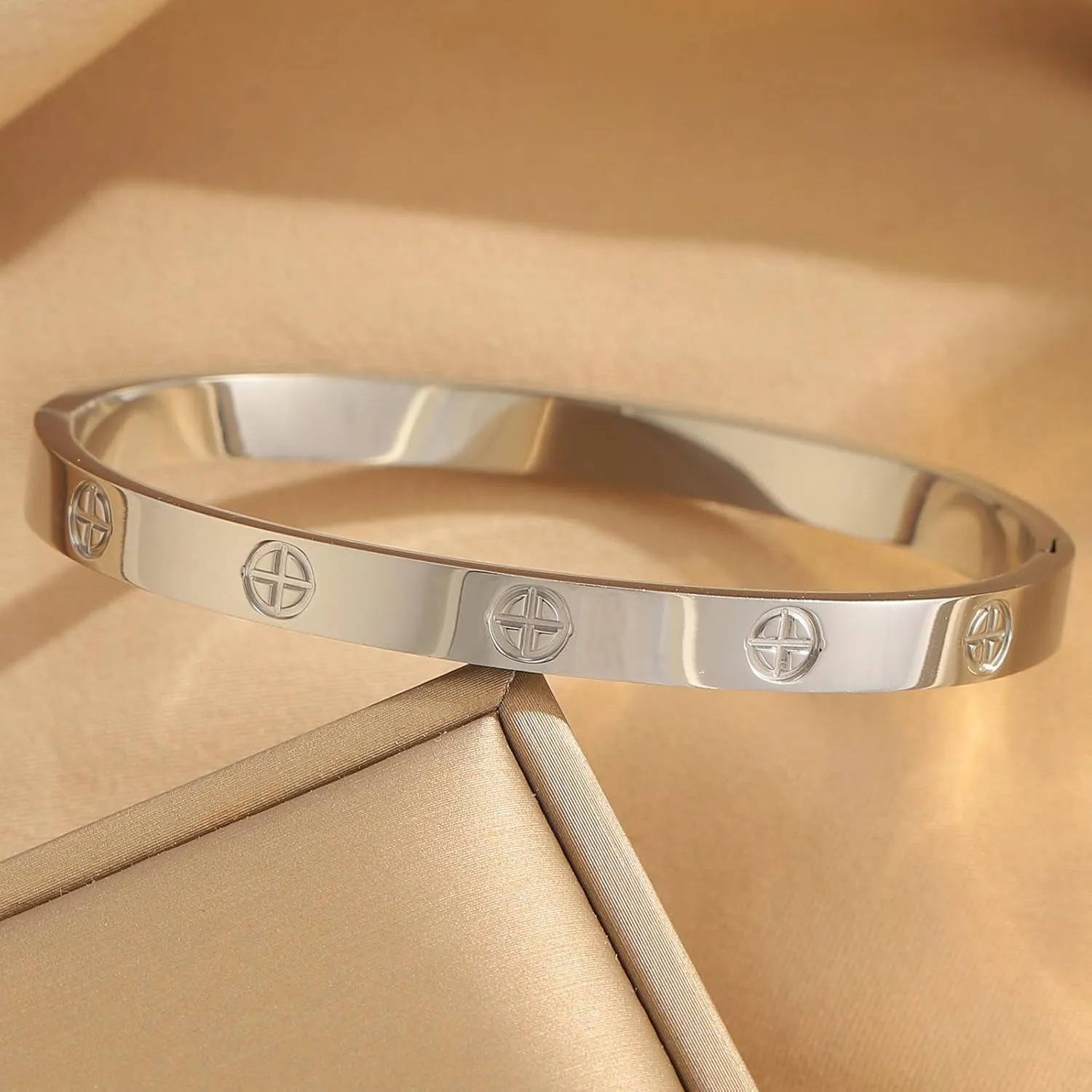 Gold Bracelets for Women Friendship Love Bangle Bracelets Cubic Zirconia Stainless Steel Cross Bracelet Jewelry Gifts for Her