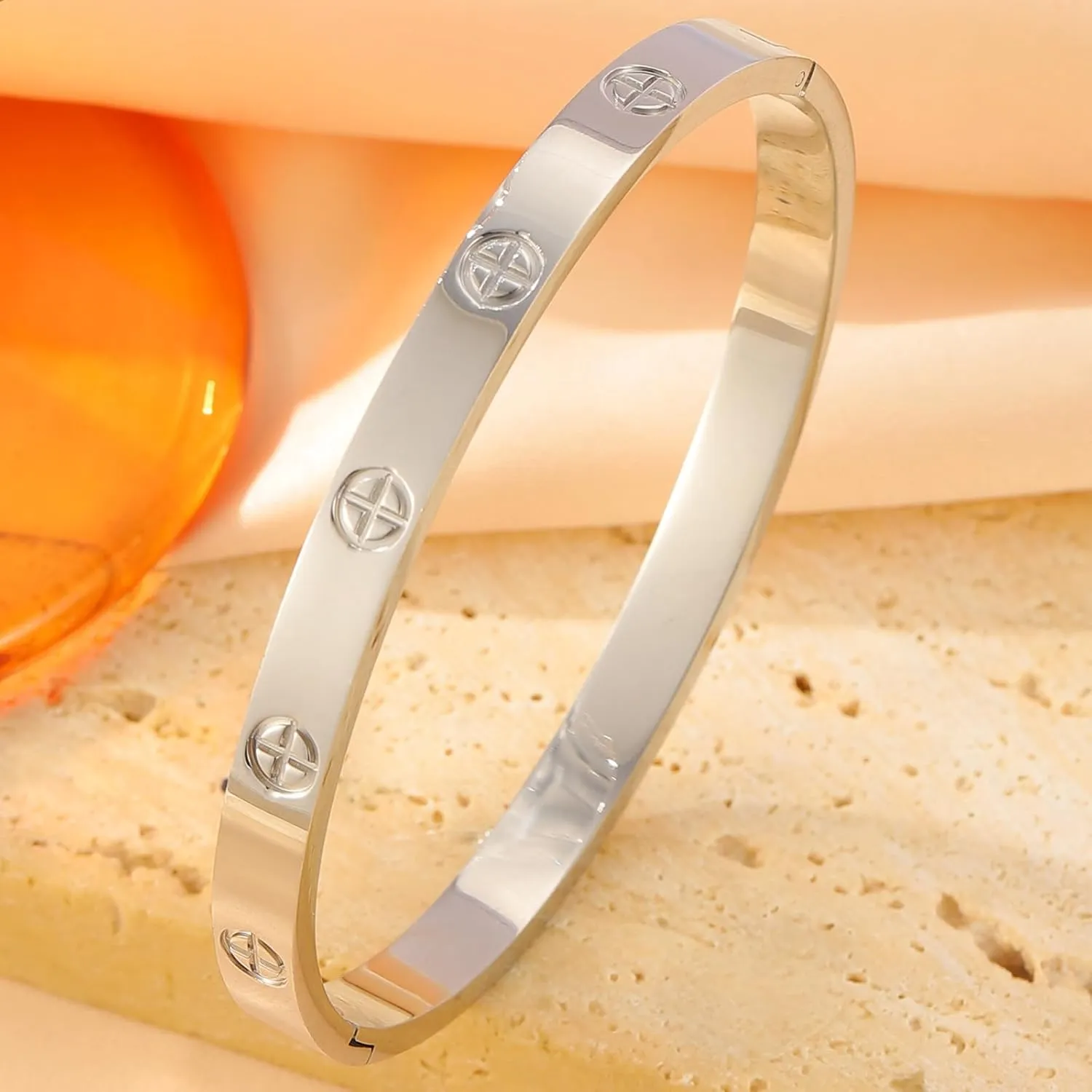 Gold Bracelets for Women Friendship Love Bangle Bracelets Cubic Zirconia Stainless Steel Cross Bracelet Jewelry Gifts for Her
