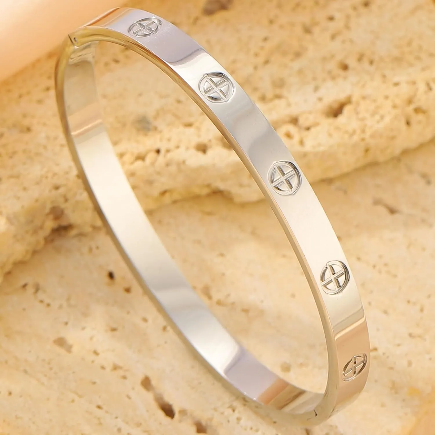 Gold Bracelets for Women Friendship Love Bangle Bracelets Cubic Zirconia Stainless Steel Cross Bracelet Jewelry Gifts for Her