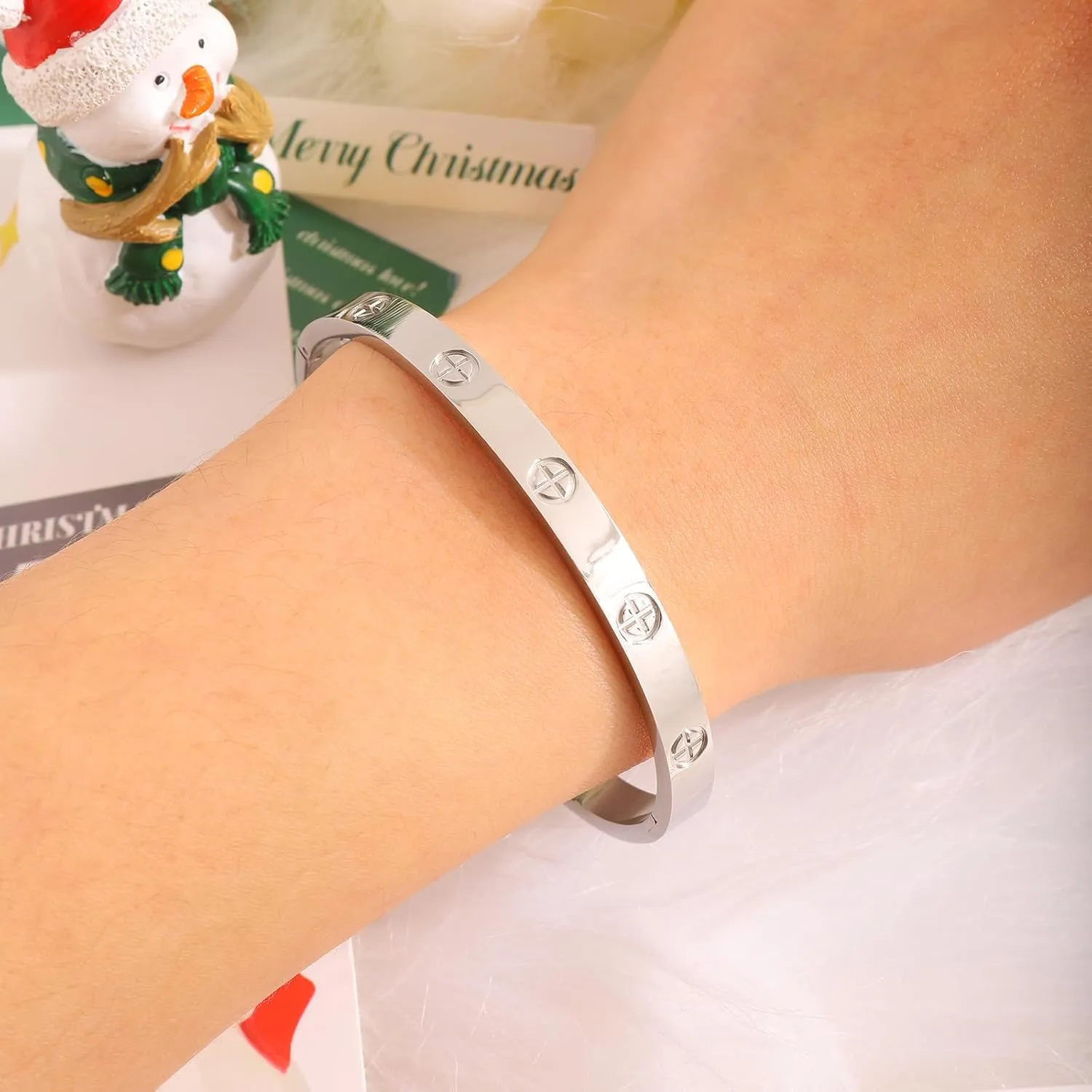 Gold Bracelets for Women Friendship Love Bangle Bracelets Cubic Zirconia Stainless Steel Cross Bracelet Jewelry Gifts for Her