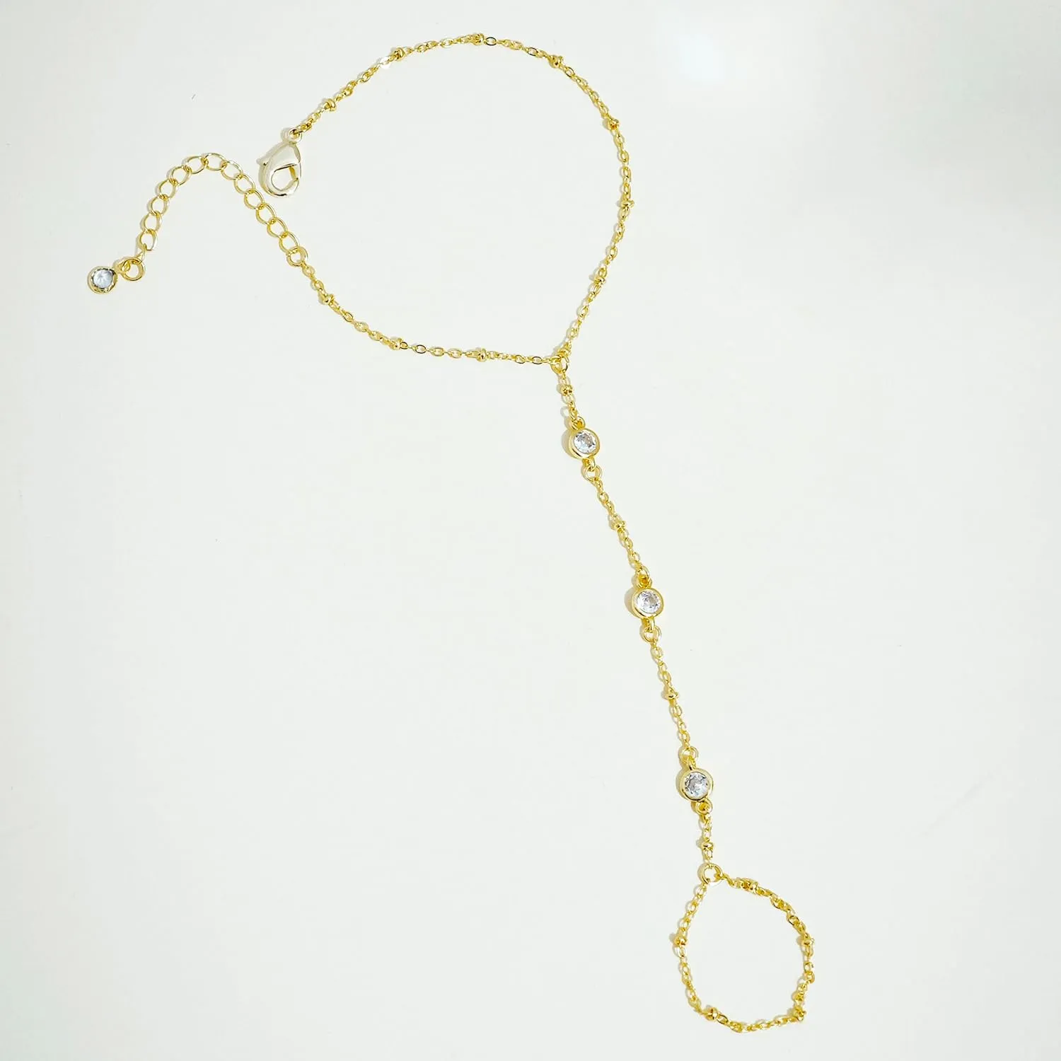 Gold Bracelets for Women Trendy, Dainty Gold Hand Chain Bracelets Stackable 14k Gold Plated Finger Ring Bracelet Hand Chain Cz Flower Layered Link Bracelets for Women Non Tarnish Jewelry Gifts