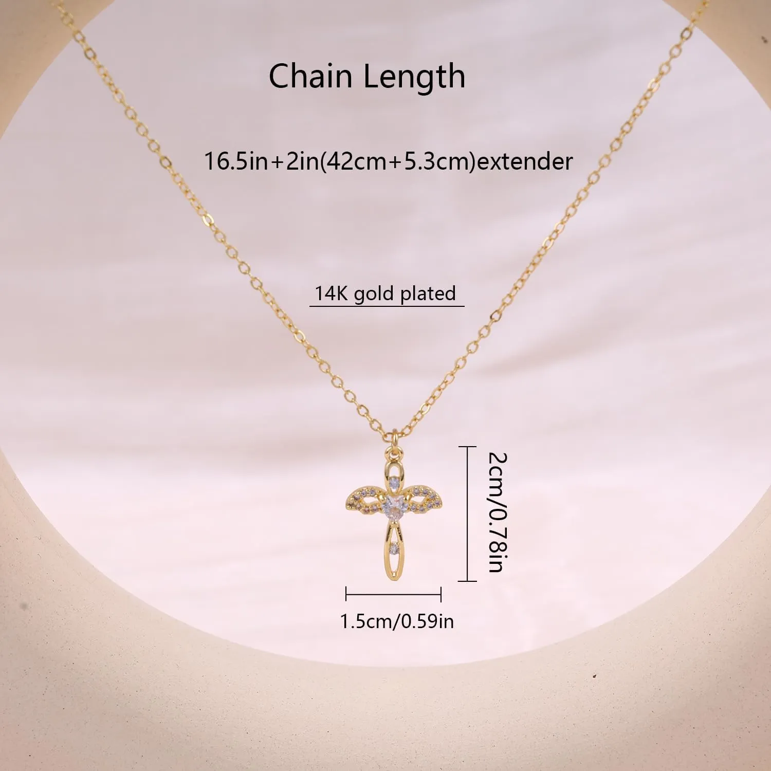 Gold Cross Necklaces for Women Trendy,Dainty Gold Necklace 14K Gold Plated Cross Pendant Necklace With Zircon Small Cute Gold Necklace Simple Cross Necklaces Charm Gold Jewelry for Women