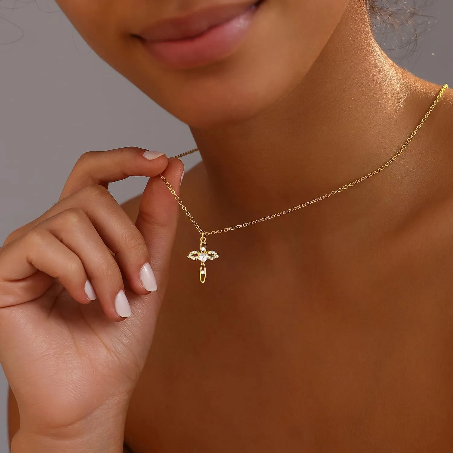 Gold Cross Necklaces for Women Trendy,Dainty Gold Necklace 14K Gold Plated Cross Pendant Necklace With Zircon Small Cute Gold Necklace Simple Cross Necklaces Charm Gold Jewelry for Women