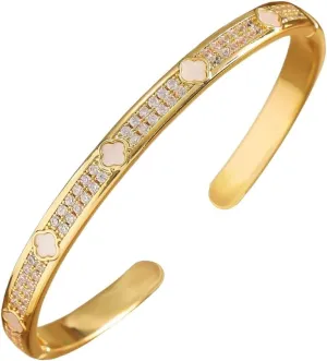 Gold Cuff Bangle Bracelet for Women Personalized Cubic Zirconia Open Bracelets Adjustable Oval Crystal Bangles Bracelets for Her