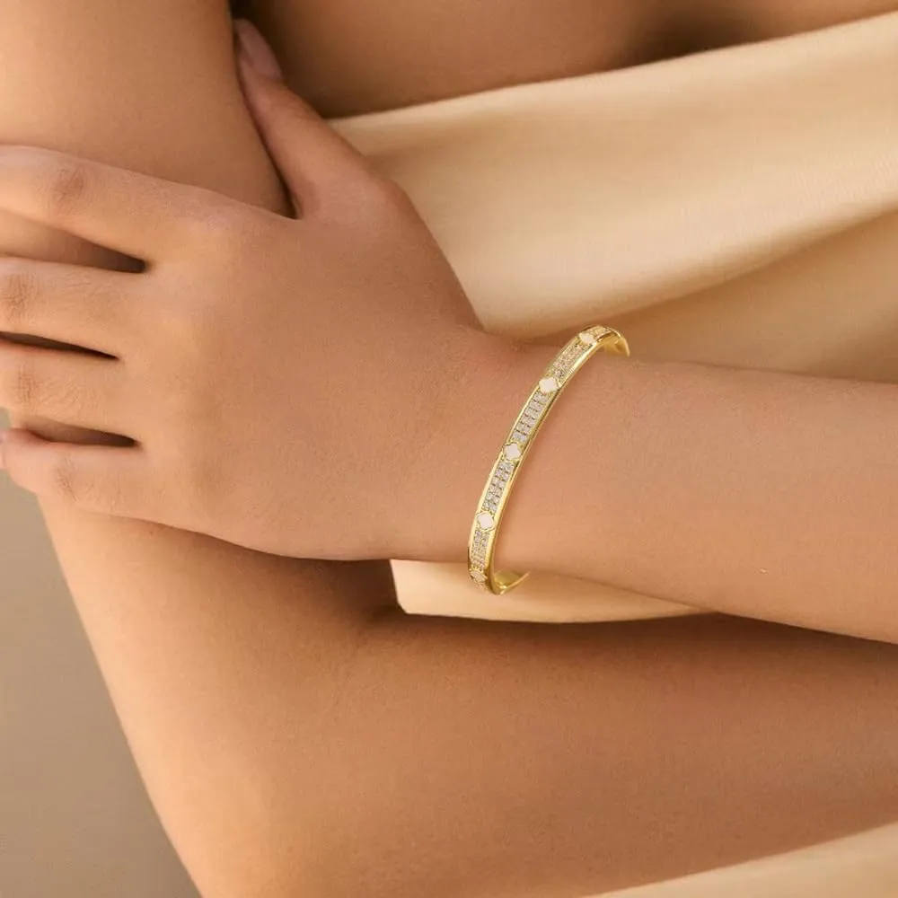 Gold Cuff Bangle Bracelet for Women Personalized Cubic Zirconia Open Bracelets Adjustable Oval Crystal Bangles Bracelets for Her