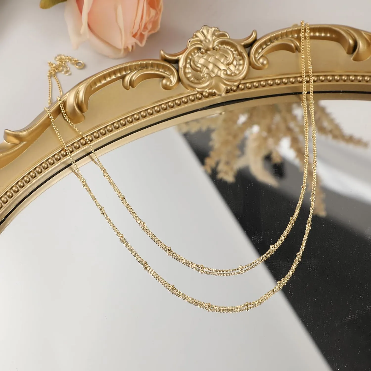 Gold Dainty Choker Necklace for Women 14K Gold/Silver Plated Satellite Choker Shining Dots Chain Thin Trendy beads Paperclip Necklaces Jewelry Gift