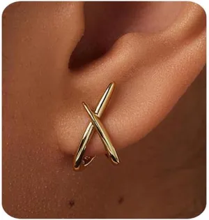 Gold Earrings for Women Trendy,14K Gold Stud Earrings Dainty Earrings Simple Minimalist Gold Earrings Hypoallergenic Earring for Women Gifts
