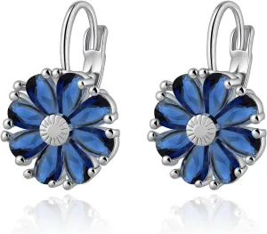 Gold Flower Earrings Birthstone Leverback Earrings Hypoallergenic Vintage Floral Earrings for Women Trendy