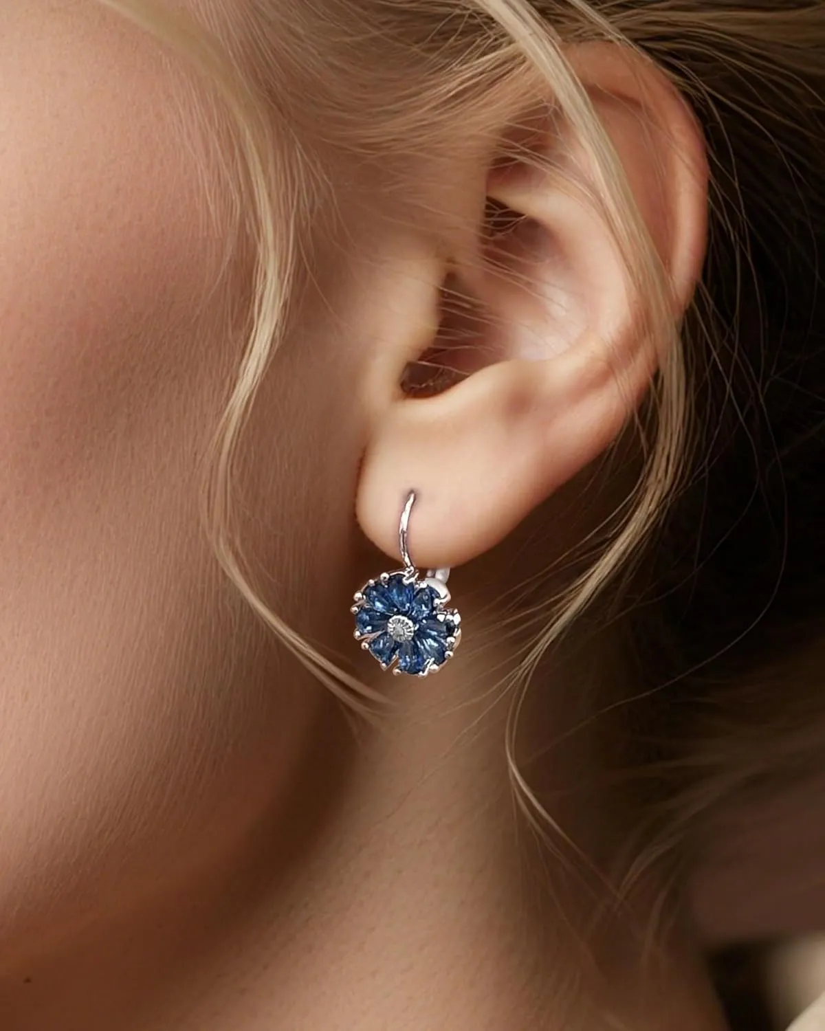 Gold Flower Earrings Birthstone Leverback Earrings Hypoallergenic Vintage Floral Earrings for Women Trendy