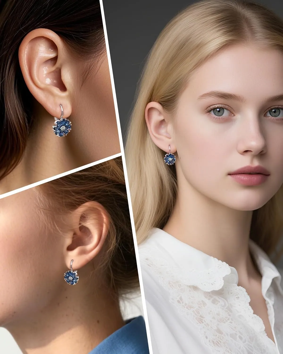 Gold Flower Earrings Birthstone Leverback Earrings Hypoallergenic Vintage Floral Earrings for Women Trendy