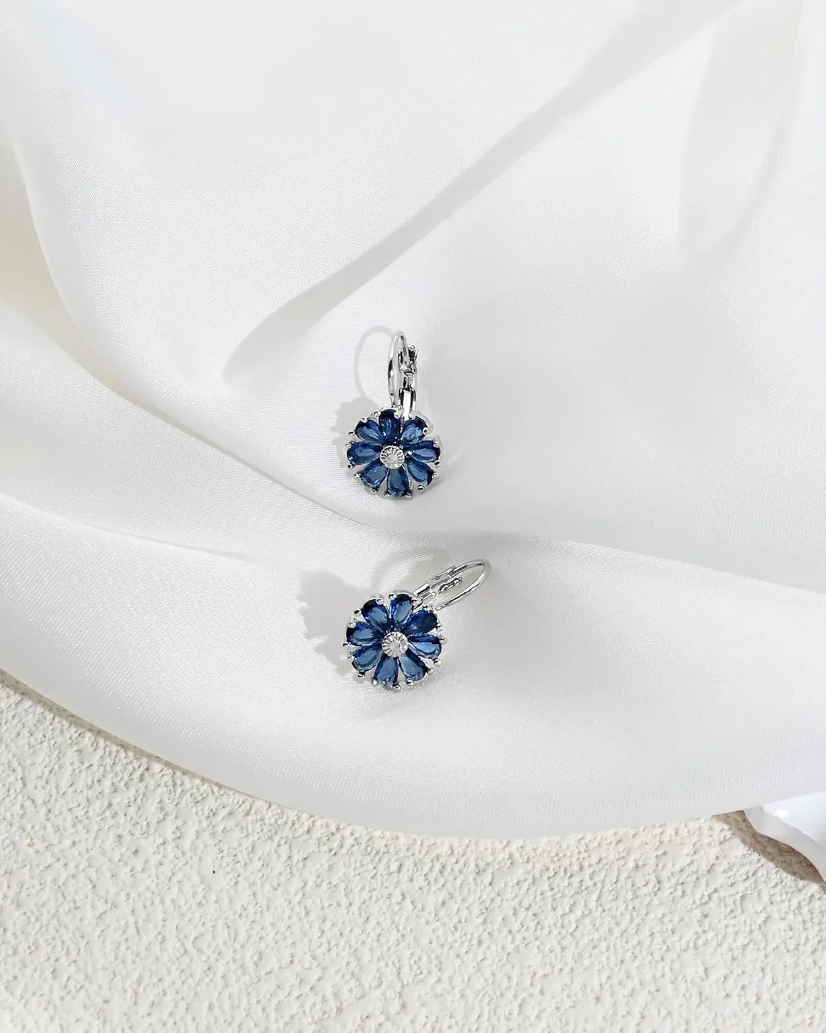 Gold Flower Earrings Birthstone Leverback Earrings Hypoallergenic Vintage Floral Earrings for Women Trendy