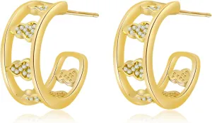 Gold Hoop Earrings for Women Double Row Hoop Earrings Gourd Hoop Earrings