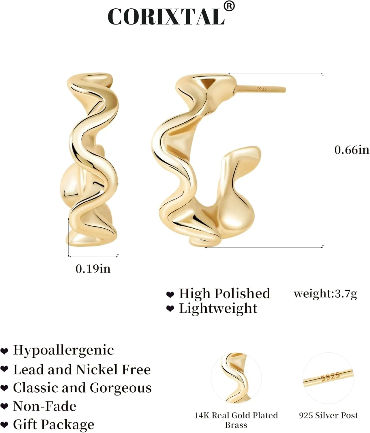 Gold Hoop Earrings For Women Unique Gold Hoops Earrings Trendy Thick Lightweight Cute Dangle Stud Earrings Jewelry Gifts