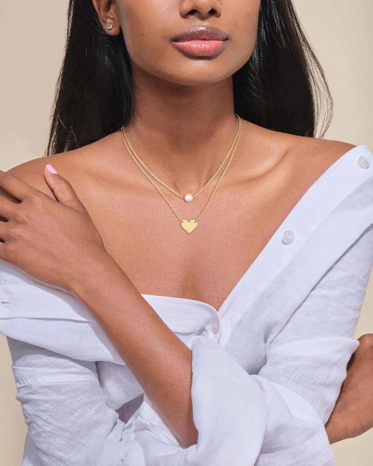 Gold Initial Necklaces for Women, Dainty 14K Gold Plated Layering Satellite Chain Necklace Personalized Cute A-Z Letter Name Pendant Necklace Gold Layered Necklaces for Women Jewelry Gift