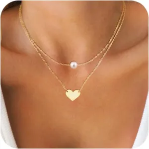 Gold Initial Necklaces for Women, Dainty 14K Gold Plated Layering Satellite Chain Necklace Personalized Cute A-Z Letter Name Pendant Necklace Gold Layered Necklaces for Women Jewelry Gift