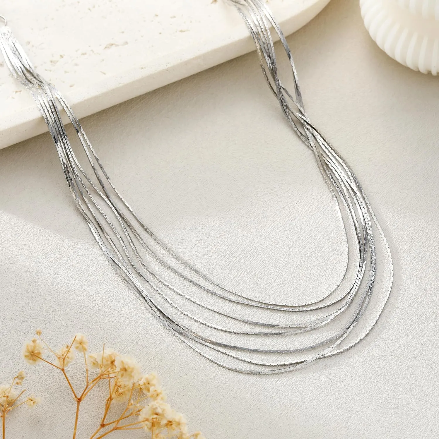 Gold Necklace for Women, Dainty 14k Gold Plated Layered Chunky Gold Chain Link Necklaces Stack for Women Trendy Sterling Silver Stacked Gold/Silver Necklaces Set Fashion Jewelry for Women