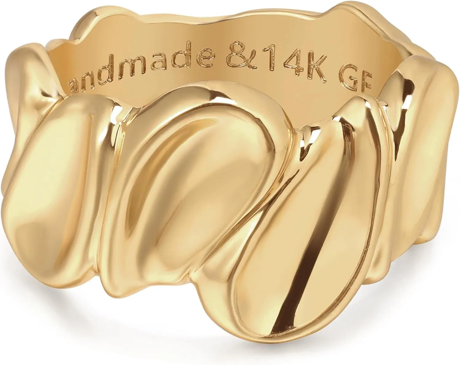 Gold Rings for Women Trendy 14K Gold Plated Dainty Band Stackable Chunky Rings Minimalist Finger Jewelry Gifts Size US6-8