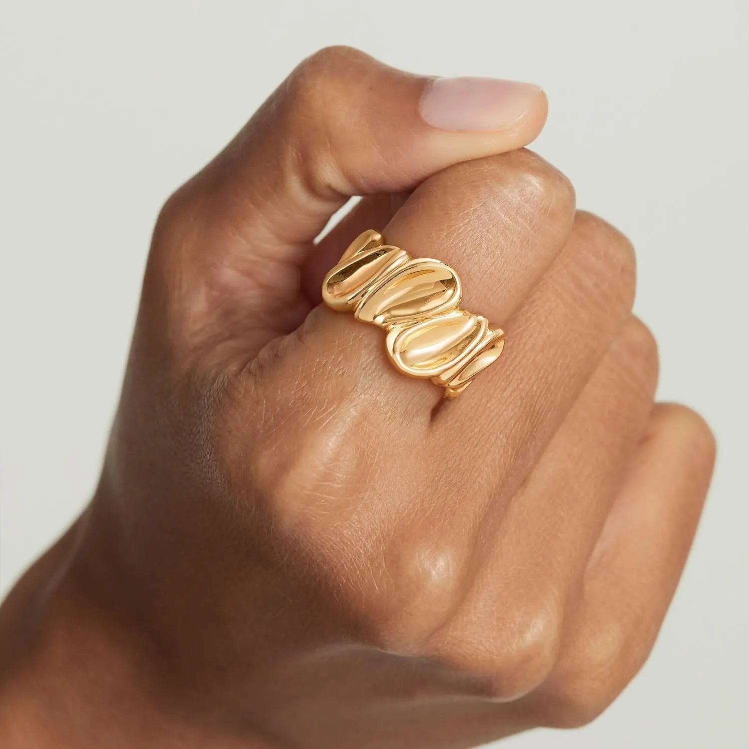 Gold Rings for Women Trendy 14K Gold Plated Dainty Band Stackable Chunky Rings Minimalist Finger Jewelry Gifts Size US6-8