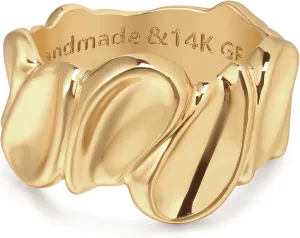 Gold Rings for Women Trendy 14K Gold Plated Dainty Band Stackable Chunky Rings Minimalist Finger Jewelry Gifts Size US6-8