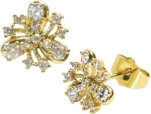 Gold Stud Earrings Vintage Rhinestone Flower Earrings for Women