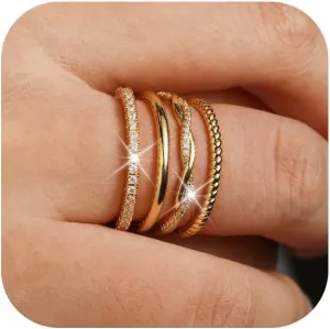 Gold/Silver Rings for Women Non Tarnish, Dainty 14K Gold Plated Stacking Thumb Rings Set, Statement Gold Adjustable Stackable Rings Set