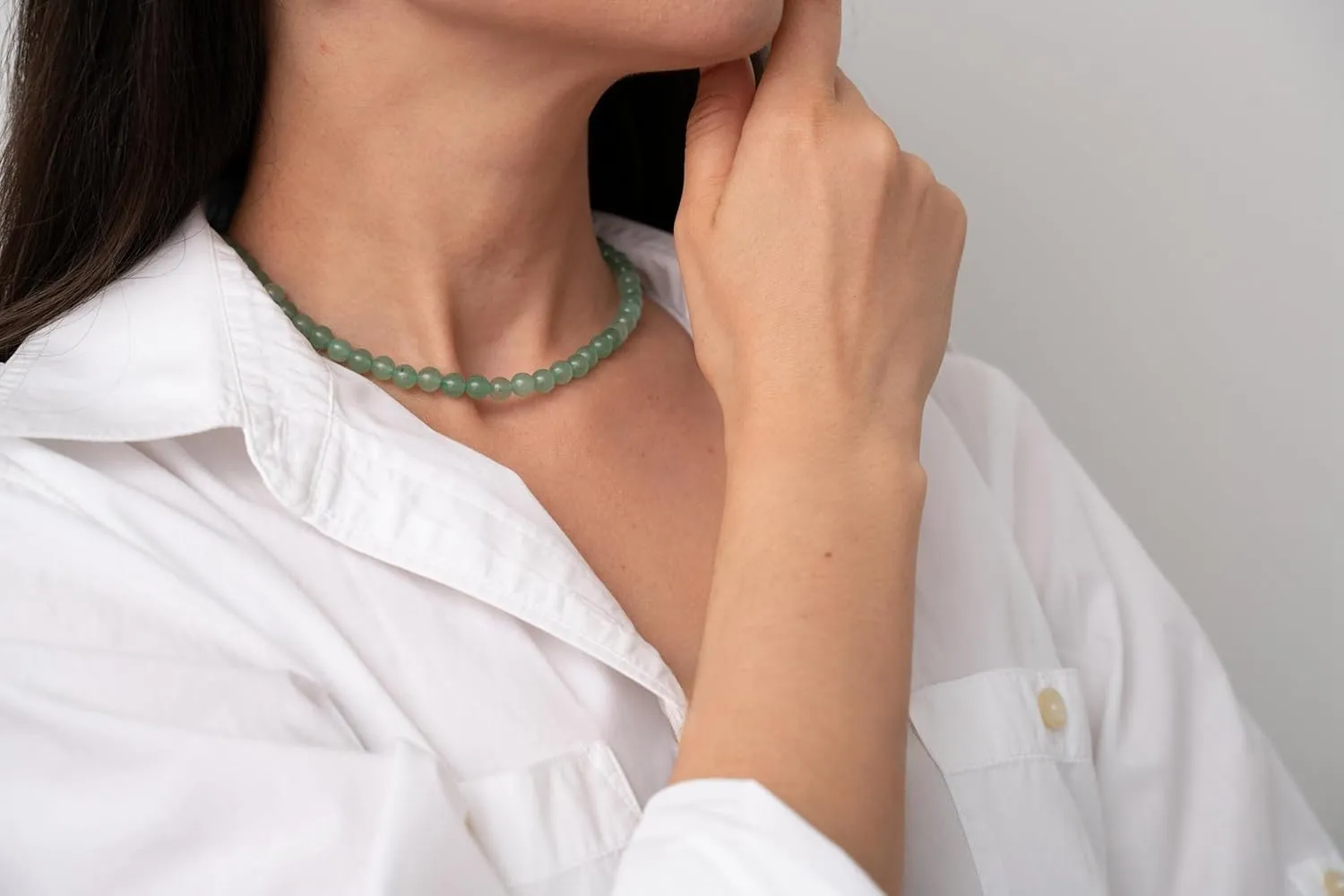 Green Aventurine Jade Necklace, Green Choker Necklace Healing Crystal Necklace with Pearl for Women, Handmade Necklaces Spiritual Jewelry for Women. (green aventurine)