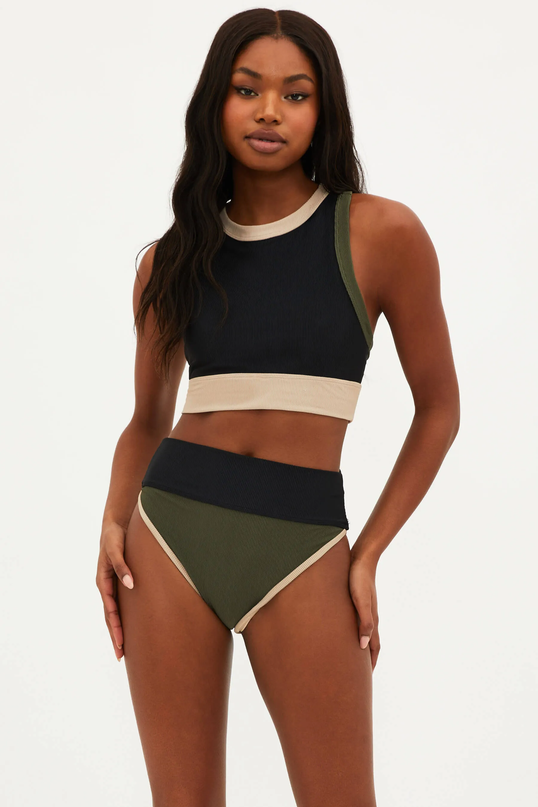Gwen Top Military Olive Colorblock
