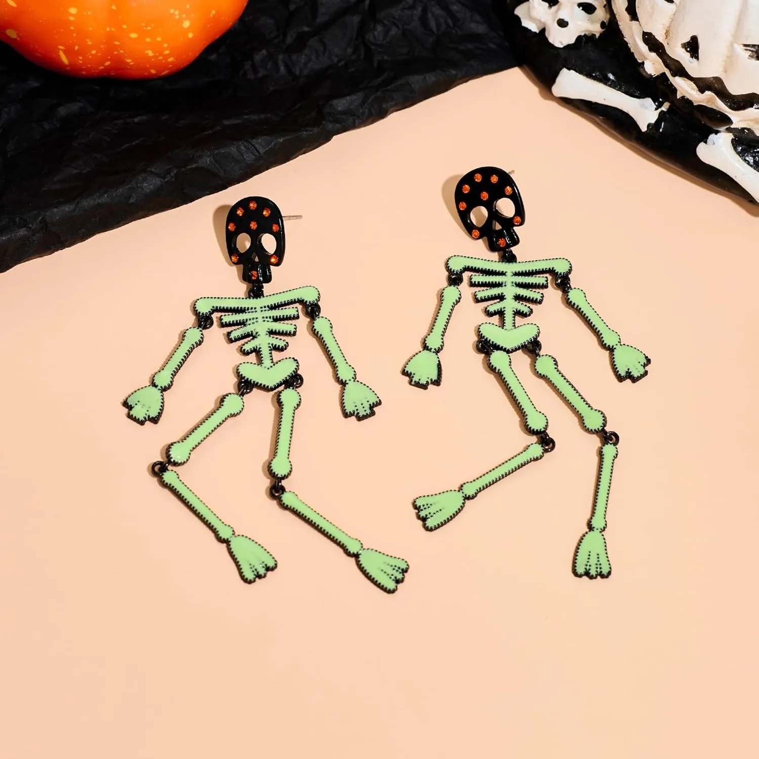 Halloween Earrings for Women Pumpkin Earrings Statement Skeleton Skull Earrings Fun Halloween Holiday Costumes Party Jewelry Gifts for Women