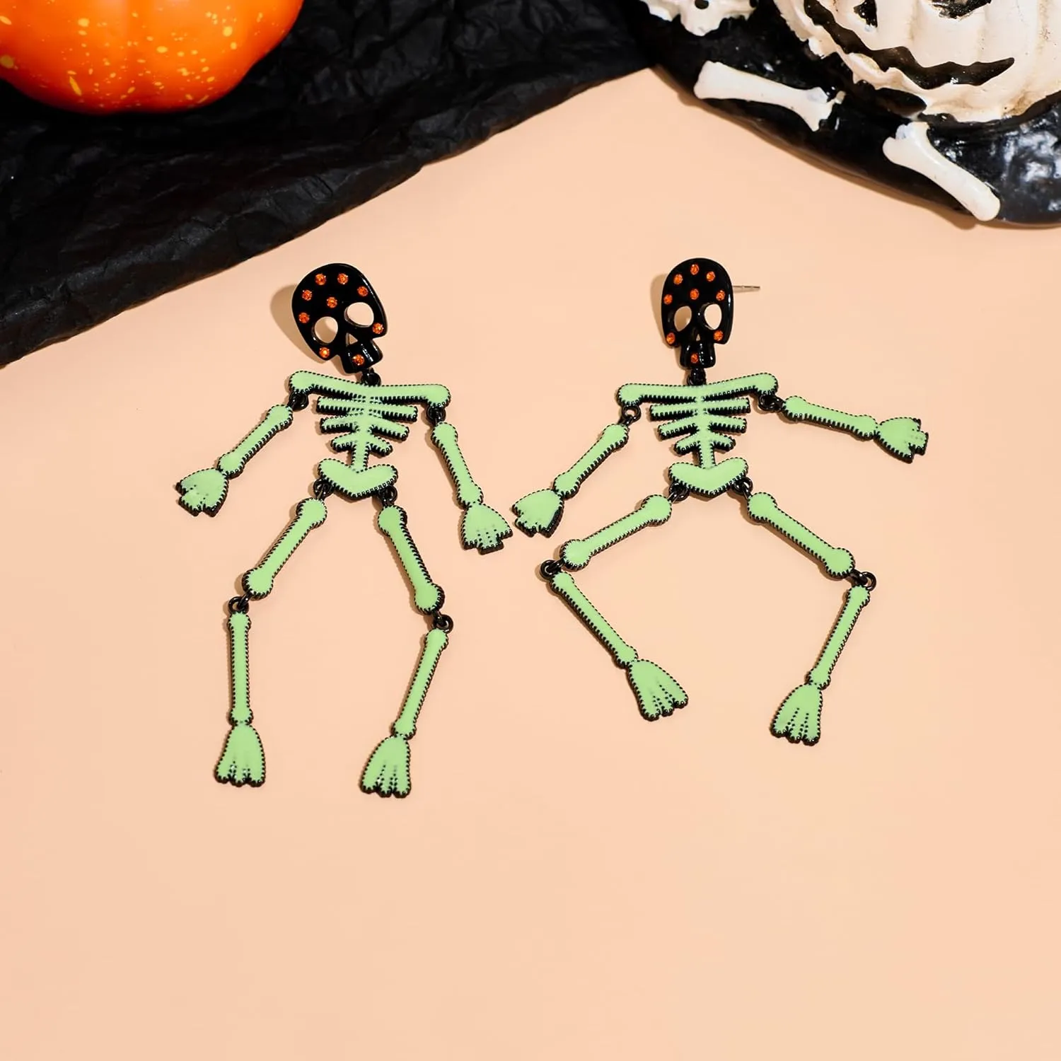 Halloween Earrings for Women Pumpkin Earrings Statement Skeleton Skull Earrings Fun Halloween Holiday Costumes Party Jewelry Gifts for Women