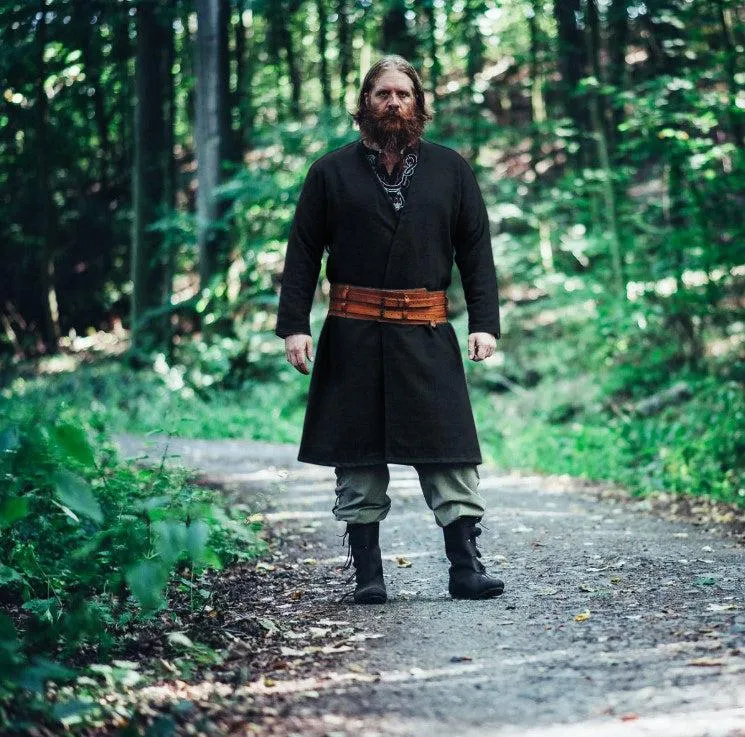 Handcrafted Wool Viking Tunic | Open Front, Knee-Length