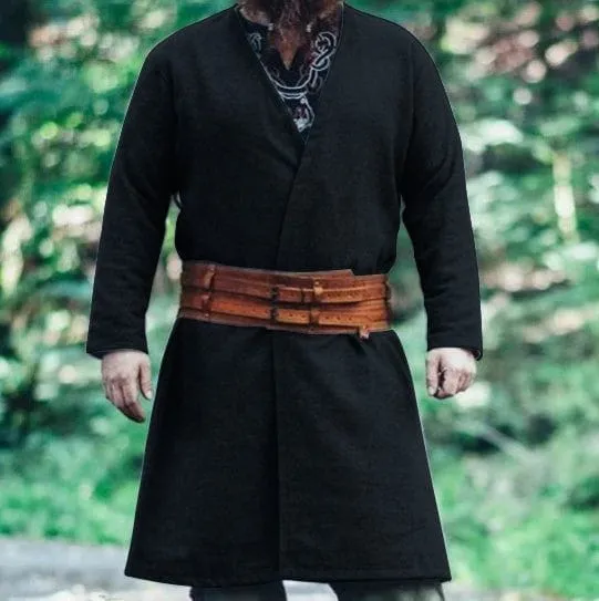 Handcrafted Wool Viking Tunic | Open Front, Knee-Length