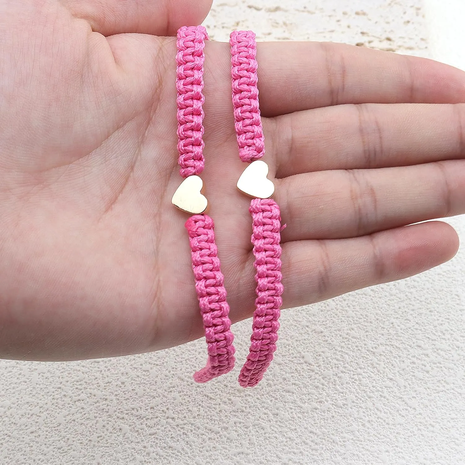 Handmade Gold Heart Woven Bracelets,Colorful Couples Bestie Matching Bracelets,Trendy Simple Friendship Love Jewelry Gifts for Women