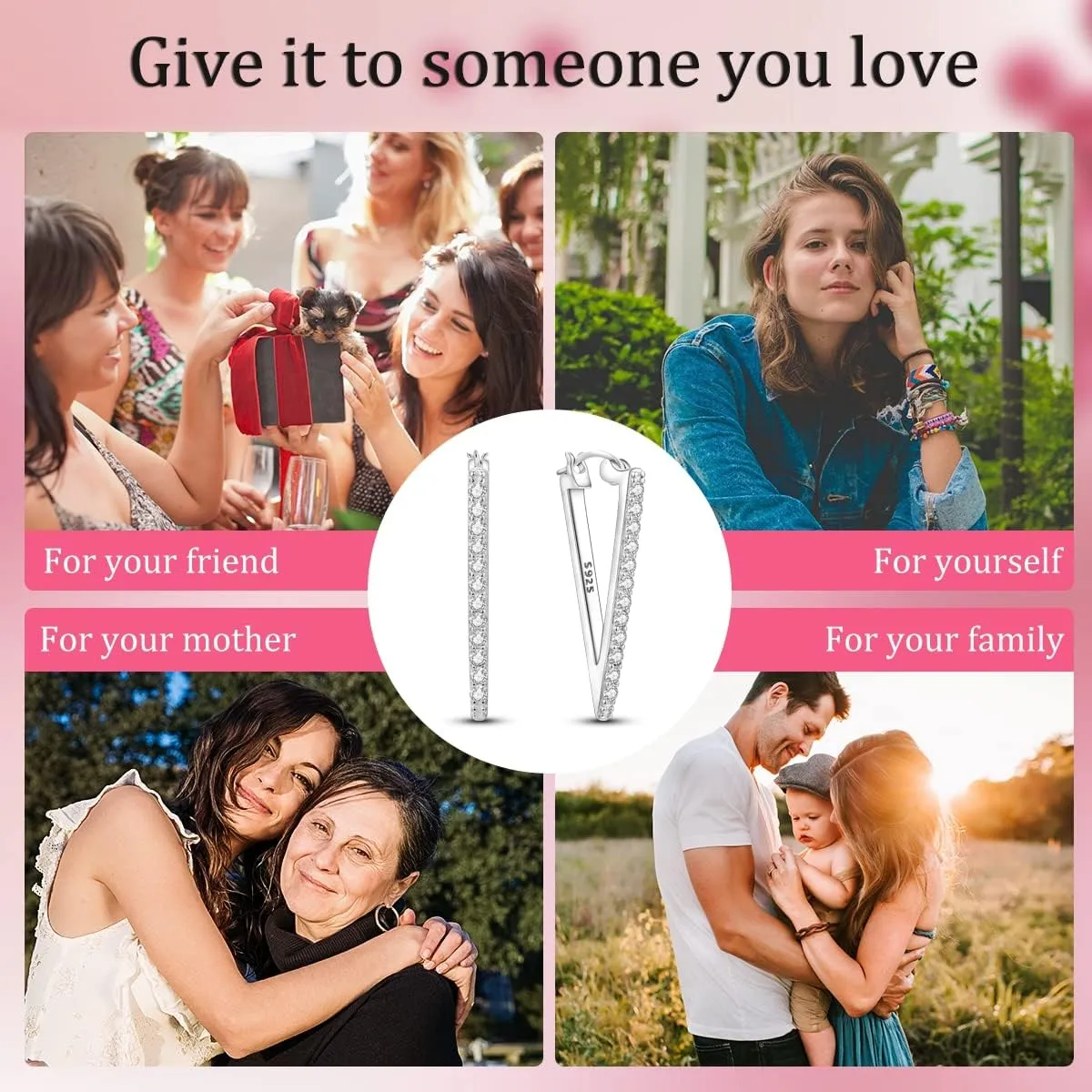 Hapour 925 Sterling Silver Hoop Earrings for Women Dangle Earrings Small Boho Earrings Rope Design for Sensitive Ears, Double Oval Huggie Hoop Earrings Gifts for Her Mother's Day Birthday