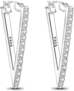 Hapour 925 Sterling Silver Hoop Earrings for Women Dangle Earrings Small Boho Earrings Rope Design for Sensitive Ears, Double Oval Huggie Hoop Earrings Gifts for Her Mother's Day Birthday