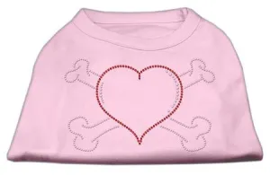 Heart and Crossbones Rhinestone Shirts Light Pink XL (16)